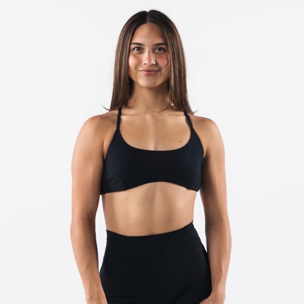 Large Black Alphalete Aura Strappy Sports Bra NEW WITH TAGS